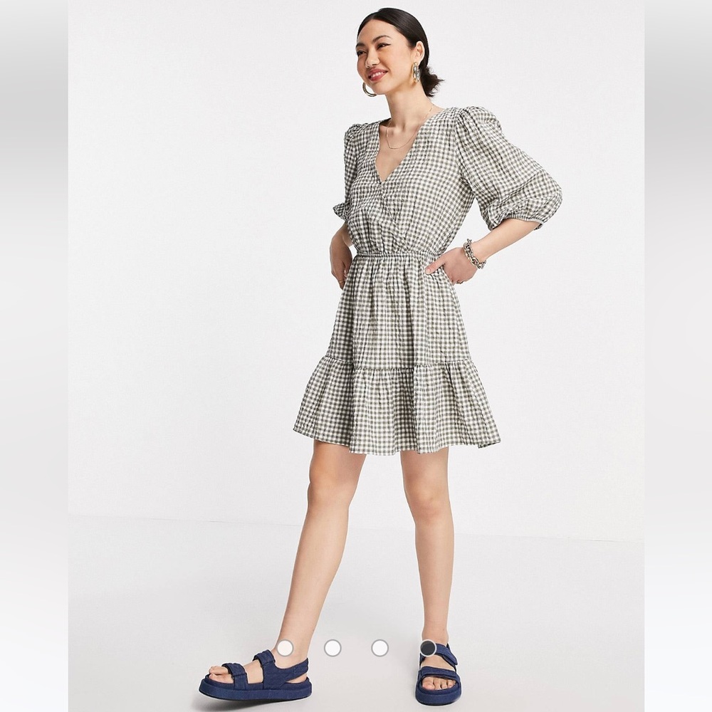 MANGO Gingham Wrap Dress